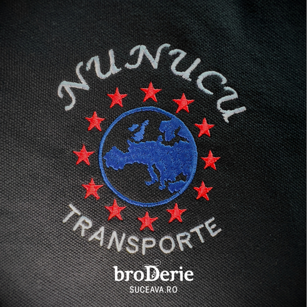 Nunucu Transporte logo brodat pe tricou negru