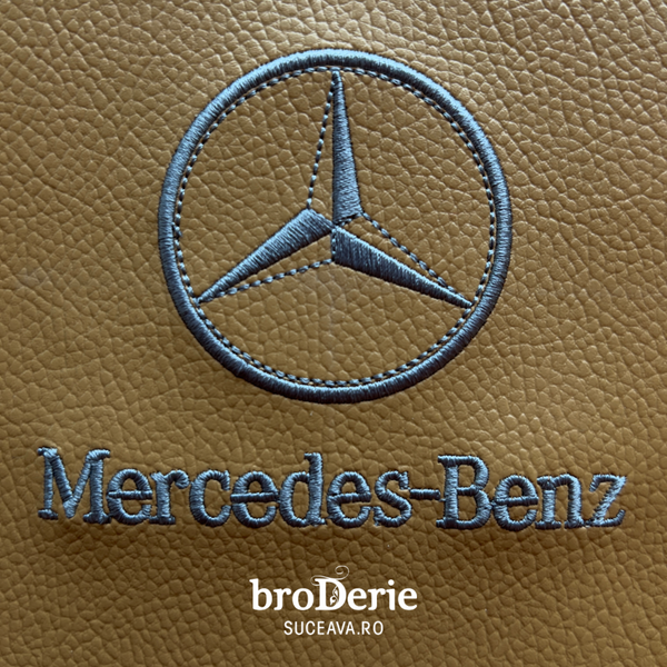 Logo Mercedes-Benz brodat pe piele