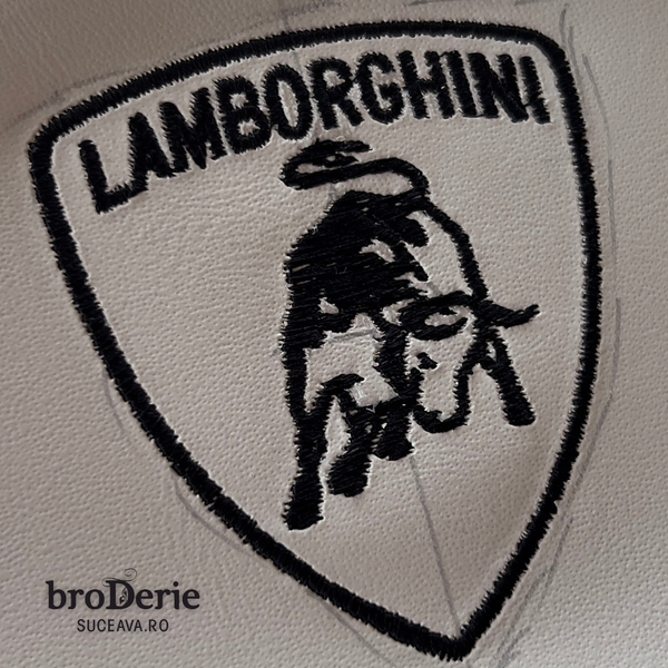 Lamborghini brodat pe piele
