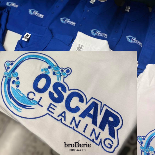 Tricouri brodate cu logo Oscar Cleaning