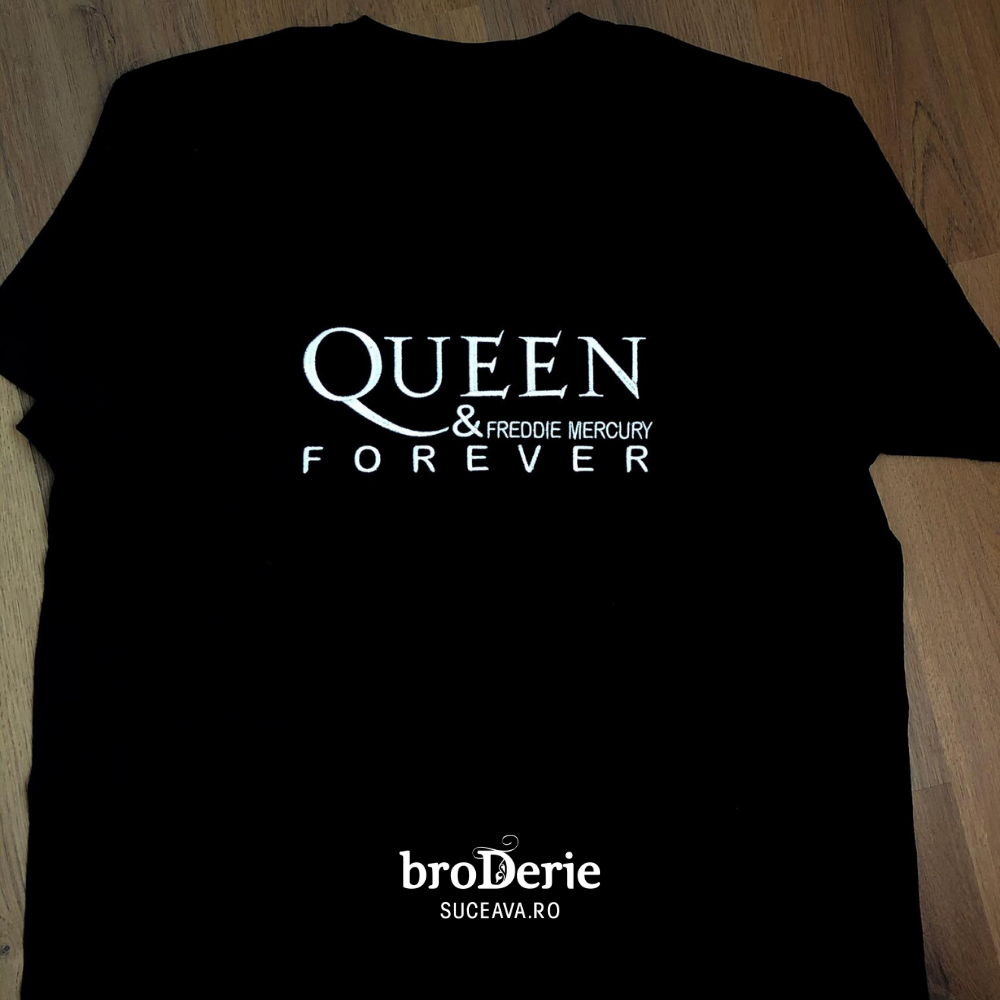 Tricou basic brodat Queen & Freddie Mercury - Forever