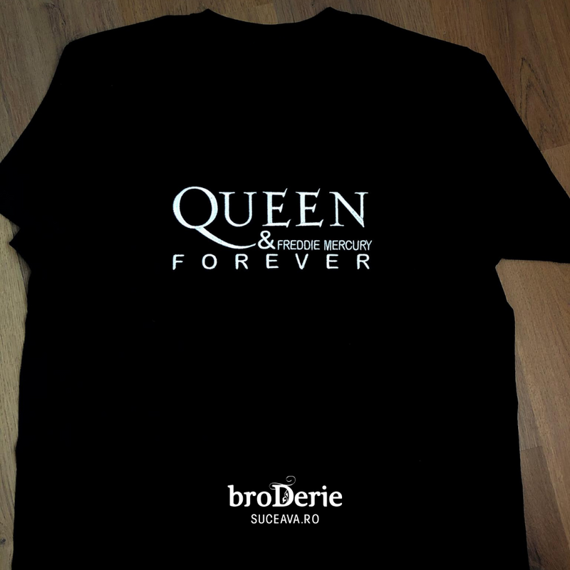 Tricou basic brodat Queen & Freddie Mercury - Forever