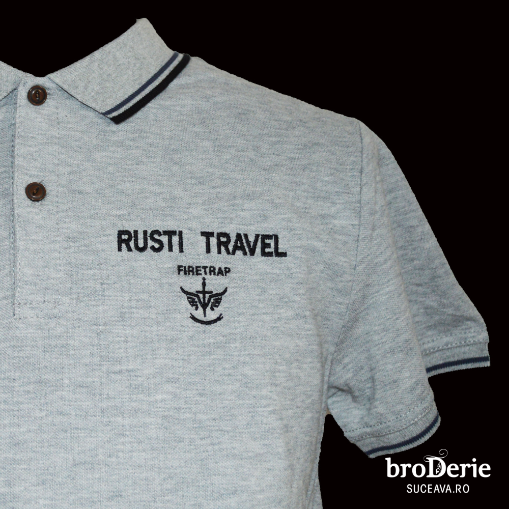 Tricou brodat cu logo Rusti Travel