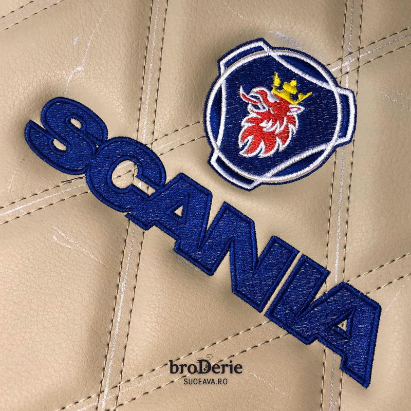 Logo SCANIA brodat pe piele