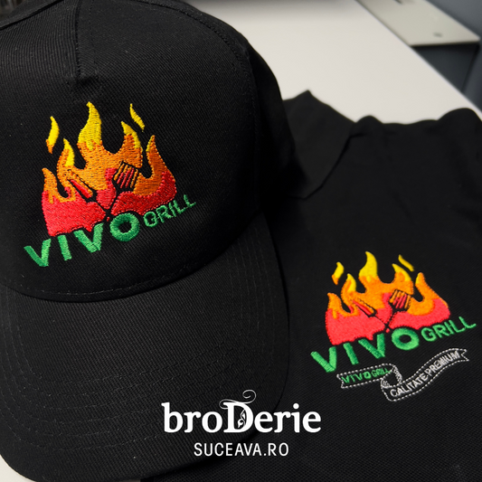 Sapca si tricou brodat Vivo Grill